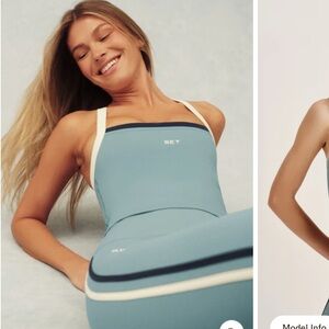 SET Active Pale Blue Sports Top and Leggings with White Logo